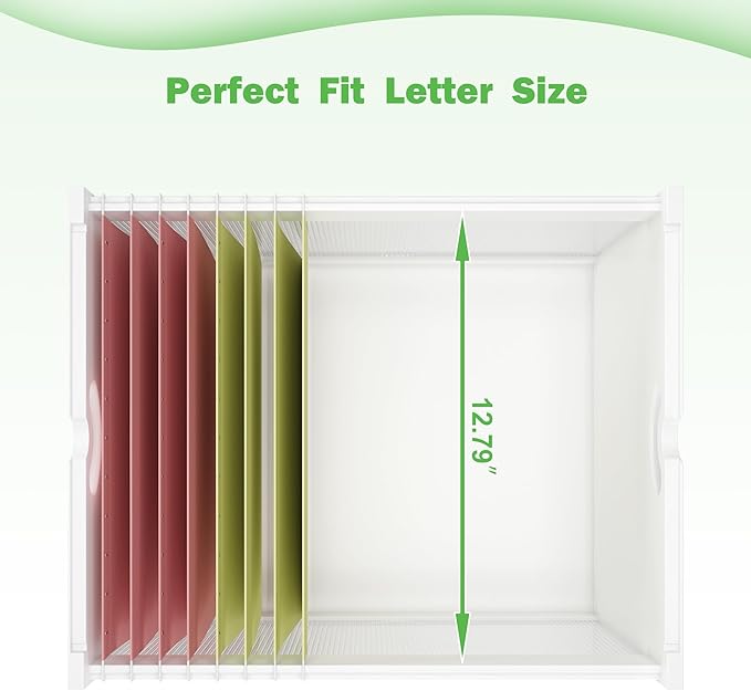 Hanging File Box Organizer for Letter Size 2 Pack, Bamboo Acrylic File Folder Storage with Lid Clear Wooden Moving Boxes Wood with Handle Desktop Filing Holder for Office Banker Document, White
