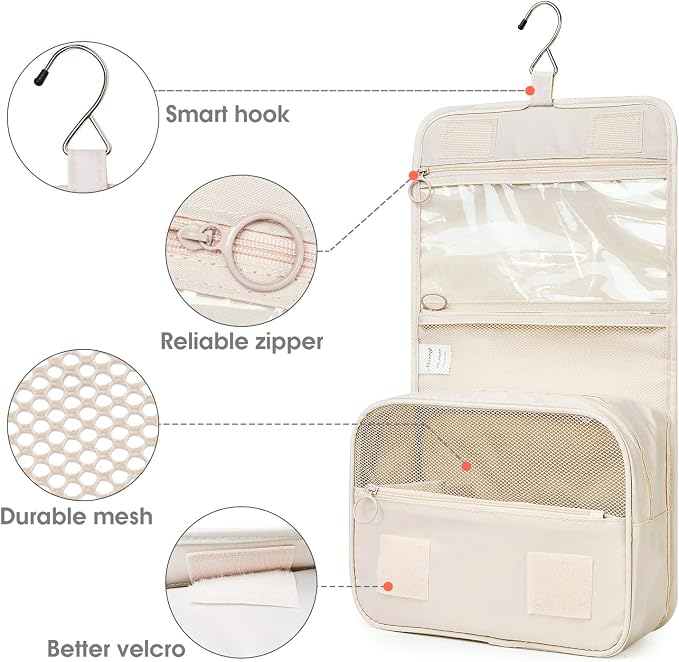 Narwey Small Hanging Travel Toiletry Bag for Women, Travel Bag for Toiletries, Makeup Bag Organizer Make Up Bags Cosmetic Bags for Girls