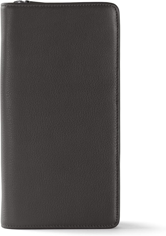 Leatherology Black Onyx Full Grain Leather Zip Around Travel Wallet – RFID Passport Organizer for Cards, Cash & Travel Documents