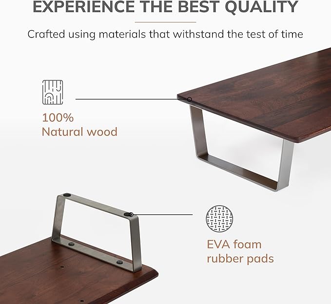 Anji Mountain Monitor Stand - Desktop Organizer & Laptop Riser, Ergonomic Monitor Riser, Space-Saving Monitor Stand for Desk, Durable Construction, Easy Assembly, Ideal for Home & Office,Walnut