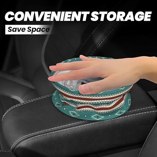 Native Indian Western Tribal Car Trash Can Collapsible Garbage Can,Hanging Trash Bag Water Proof with Suitable for Storage for Car Interiors,Home