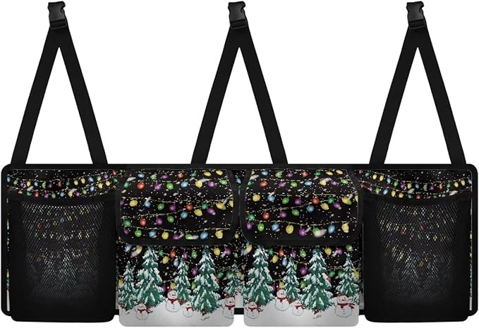 Christmas Prints Car Trunk Organizer Hanging Car Back Seat Storage Bag Auto Cargo Bag Automotive interior Accessories for Most Sedans SUV Jeep Trucks MPV Van