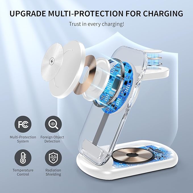 RYND 2026 Traveling Wireless Mag-Safe Fast Charging Station,Magnetic 3 in 1 Charger with Light for iPhone 16 15 14 13 12 Pro Max Plus,Apple Watch Series & Air pods 4 3 2 Pro-Gifts for Wife & Husband