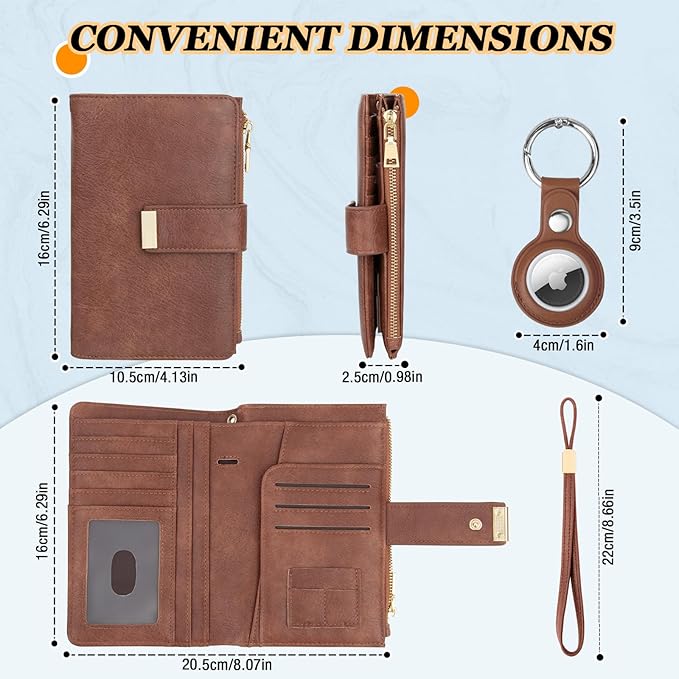 HUANLANG Passport Holder with Airtag for Women/Men, Airtag Passport Wallet for Travel Leather Passport Holder RFID Blocking,Travel Passport Walelt with Credit Card Holder