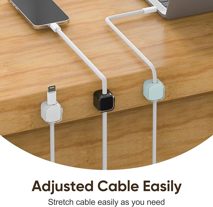 9-Pack Magnetic Cord Holder，Magnetic Cable Clips Strong Adhesive Desk Cable Management ，Cable Management Cord Holder Organizer for Home Office Desk Phone Car Wall Desktop Nightstand (Multicolor)