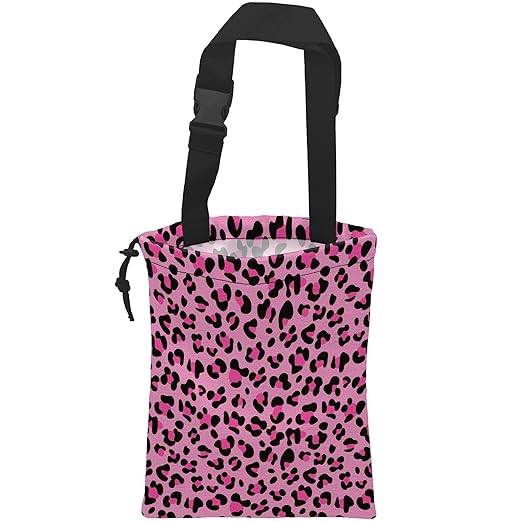 Car Trash Bag Pink Leopard Print Car Garbage Bag Hanging Car Trash Can for Back Seat with Drawstring