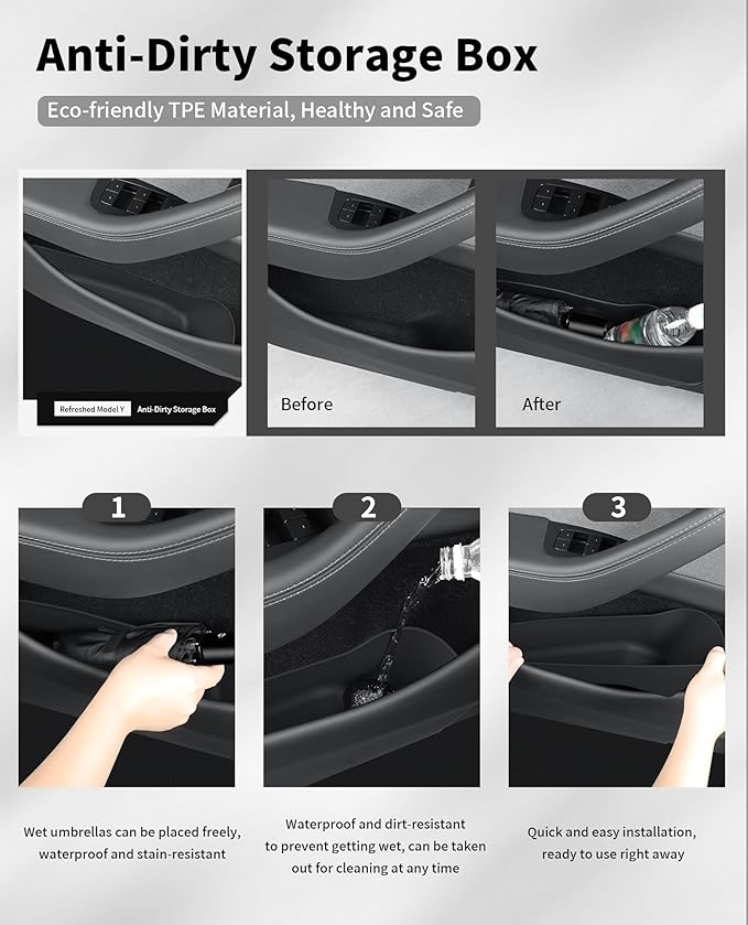 for Tesla Model Y 2025 2026 Accessories, 11PC Custom Fit Interior Protection Kit - Door Pocket Liners & Center Console Tray Organizer for Juniper