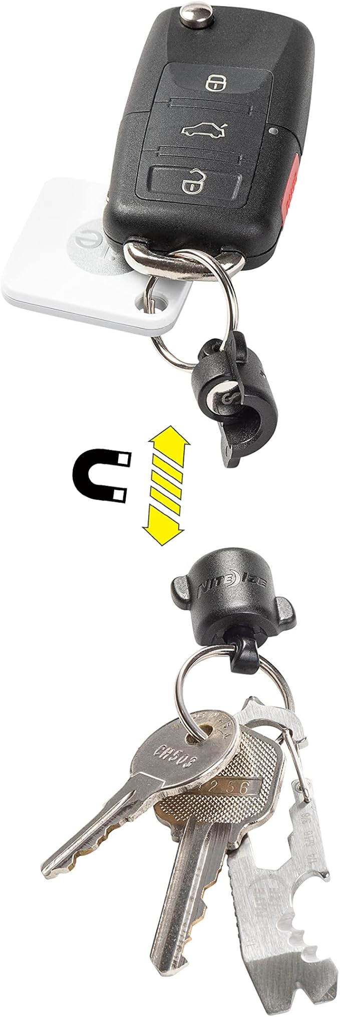 Nite Ize Polycarbonate Keyring 360 Magnetic Quick Connector, Magnetic Locking Split Rings for Keys
