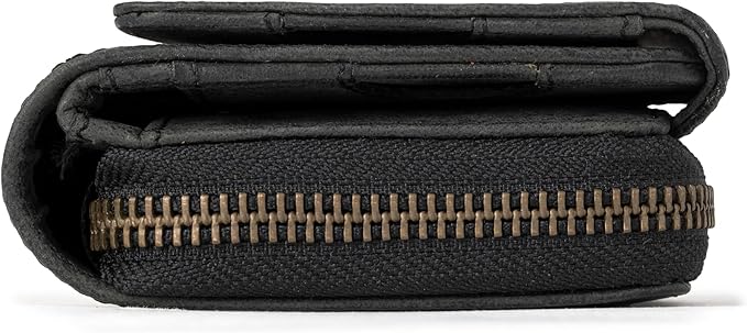 BERLINER BAGS Vintage Genuine Leather Wallet Vienna, RFID Blocking Credit Card Holder, Trifold Clutch Purses, Zip Around Womens Wallet for 19 cards, ID window, Bills, Coins - Dark Grey