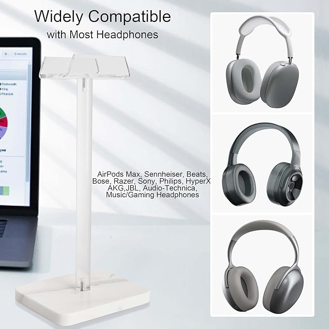 Acrylic Marble Headset Holder Headphone Holders for Desk, Gaming Headphone Stand,Universal Holder for Music Headset Accessories 1 Pack(DP029)