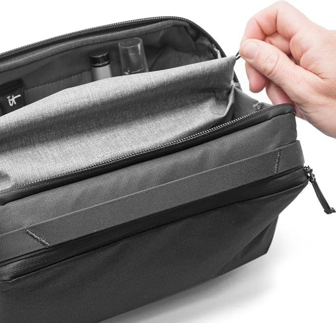 Peak Design Wash Pouch, Black, Weatherproof Travel Toiletry Bag, Upright or Hanging Dopp Kit with Pockets, Magnetic Toothbrush Pocket, Wide UltraZip Opening, Toiletry Bag for Men and Women