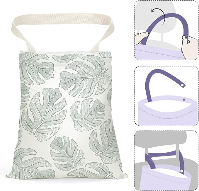 Car Trash Bag Car Garbage Bag Hanging Cars Trash Can, Waterproof Cars Back Seat Organizer for Vehicle Travelling Campingg Eucalyptus Palm Leaves Decor