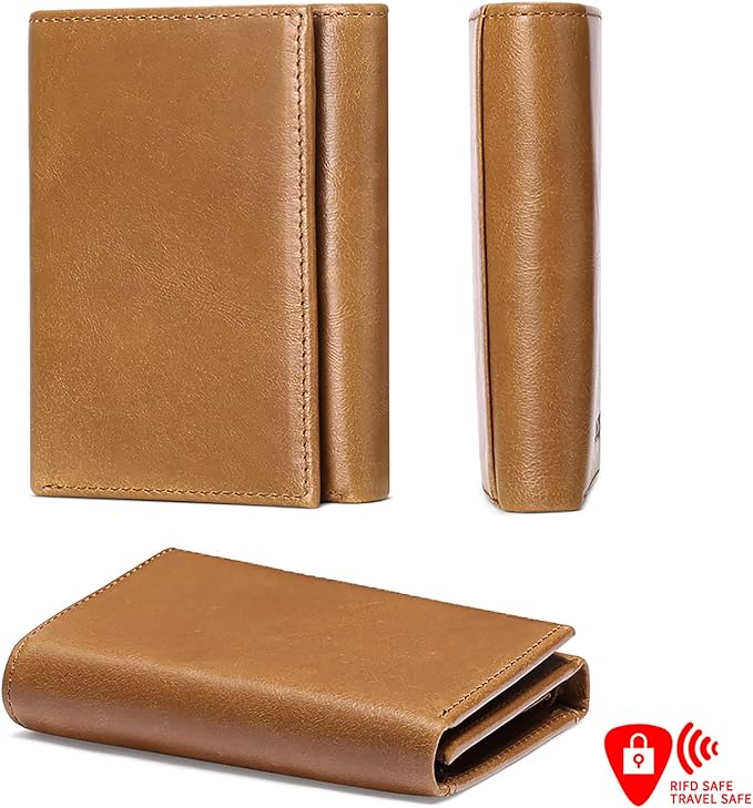 FALAN MULE Men's Wallet Genuine Leather Trifold Wallet With ID Window