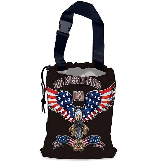 Bald Eagle Car Trash Bag,American Flag Hanging Drawstring Car Garbage Bag, Waterproof Canvas Car Back Seat Organizer with Adjustable Buckle, for Vehicles, SUVs, Camping, Road Trips