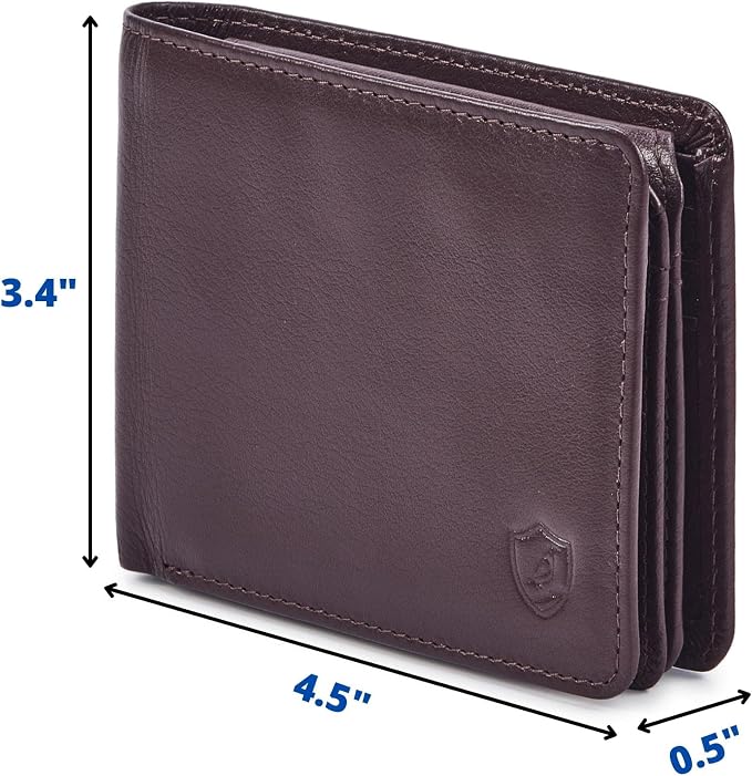 Cochoa Wallet for Men Bifold Leather RFID Blocking High Capacity Slim Card Case with 2 ID Window for Gift (Nappa, Chocolate)