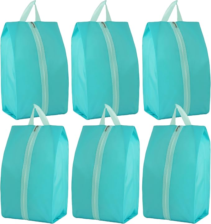 6pcs Portable Shoe Organizer, Travel Pouches with Zipper, Golf Shoe Bags, Clothes Bags, Soccer Cleats Bag Shoe Pouch for Gym, Waterproof, Odor-Resistant (Blue)