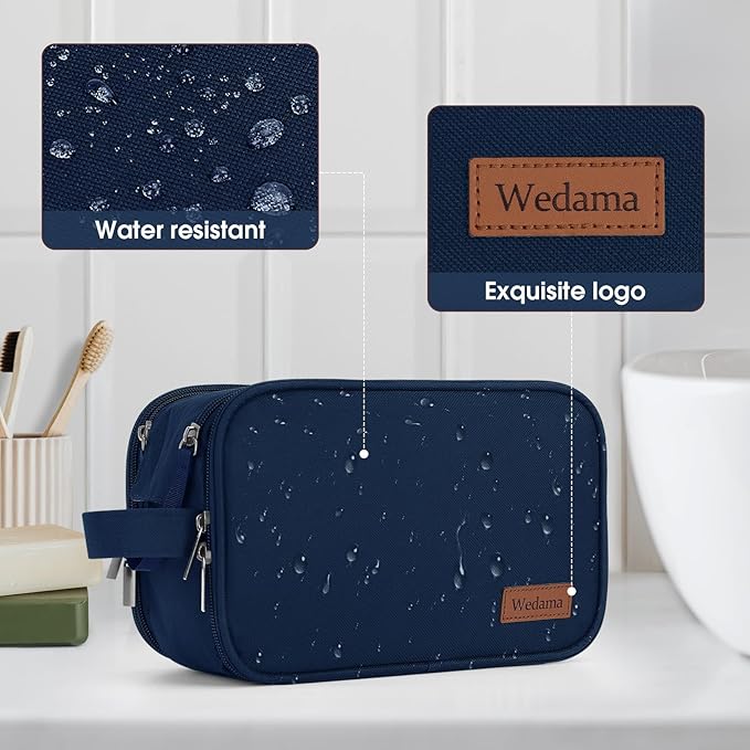 Wedama Toiletry Bag for Men, Handheld Travel Bag, Waterproof Toiletries, Thickened Polyester Dopp Kit, Toiletries Business Trips and Camping, Blue