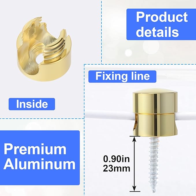 10 Sets Charger Holders for Cords, Gold Color Adjustable Cable Anchor Holders, Adhesive Metal Cord Clips, Cable Management Wire Organizers for Desk, Office, Nightstand