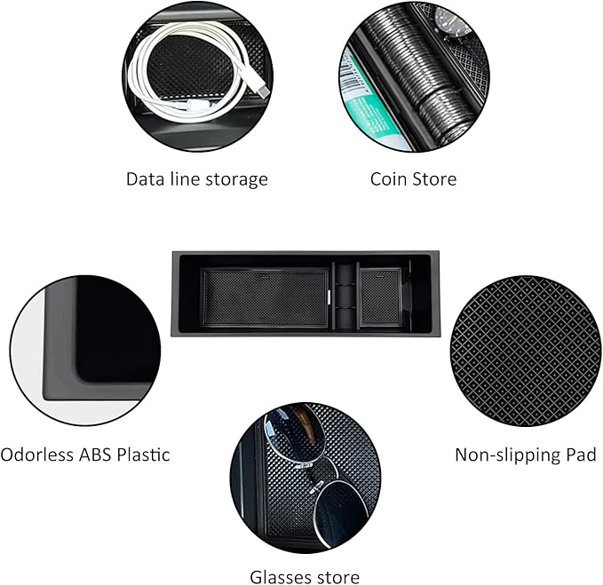JOJOMARK Compatible with F150 2021 2022 2023 2024 2025, F150 Lightning 2022-2025 Accessories Center Console Tray Organizer Armrest Box Secondary Storage