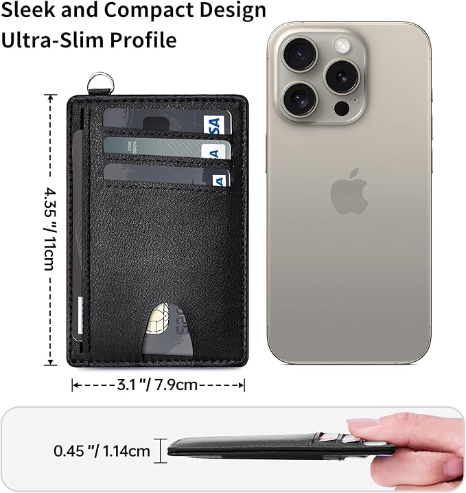 Mayski Slim Wallet, Credit Card Holder for Women, Minimalist Front Pocket RFID Blocking Card Cases, Small Wallet Women Men(Grain Black)