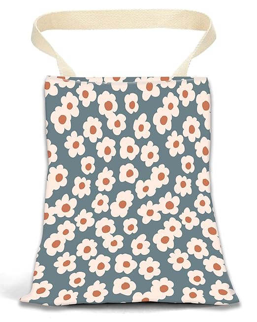 Car Garbage Can, Car Trash Bag, Car Garbage Bag, Hanging Car Trash Can for Car Accessories, Vehicle, Travelling, Camping, Cute Car Back Seat Organizer, Cute Grey Flowers