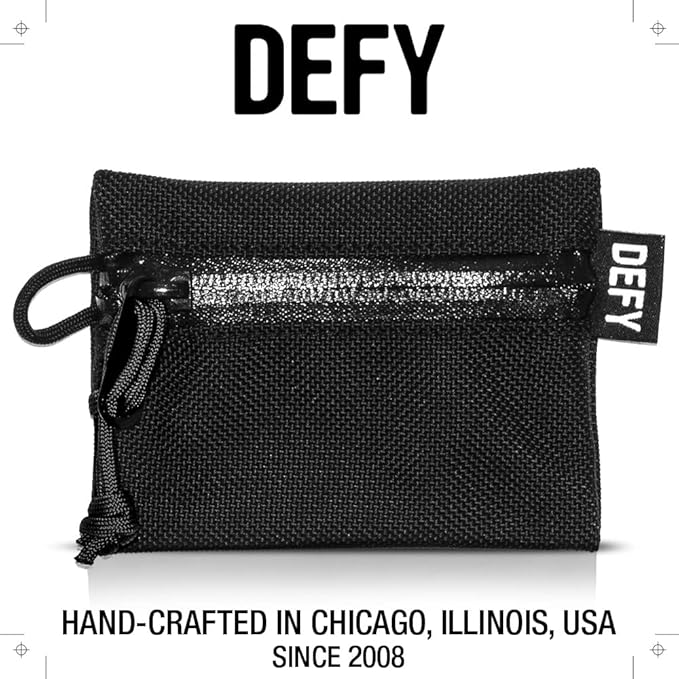 DEFY Project Ballistic Travel Organizer - Lightweight Nylon Accessory Organizer Wallet | Water Resistant Travel Pouch (Small, Black)