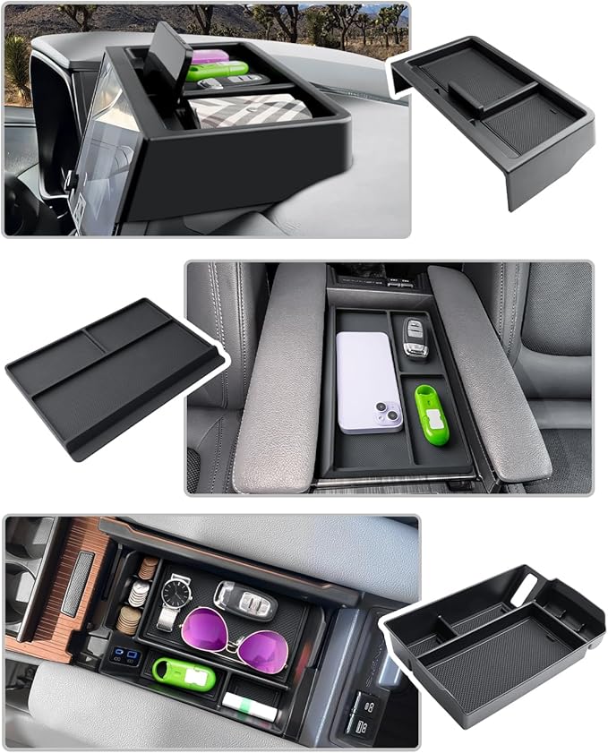 CDEFG 3PCS for 2025 2026 Toyota Sienna Center Console Organizer Dash Storage Box for Toyota Sienna 2025 2026 Accessories for 12.3-Inch Touchscreen Dash Tray Behind-Screen Organizer(Not for LE Trim)