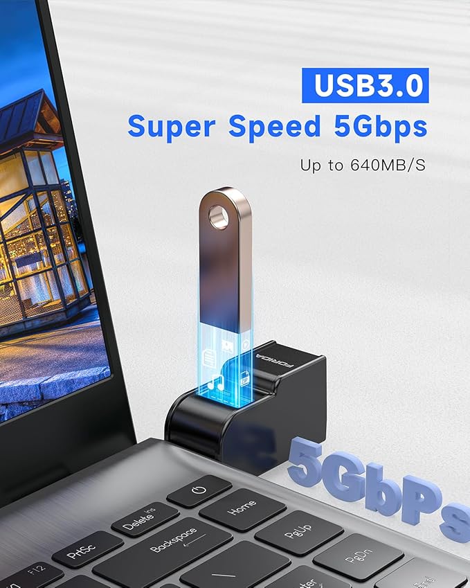 FORIDA 3 Ports USB Adapter, USB Hub with USB 3.0 and Double USB Adapter, Portable USB Splitter 1 in 3 Out for Keyborad, Mobile Hard Disk, U Disk, Camera, Mouse etc Laptop Accessories (Black)