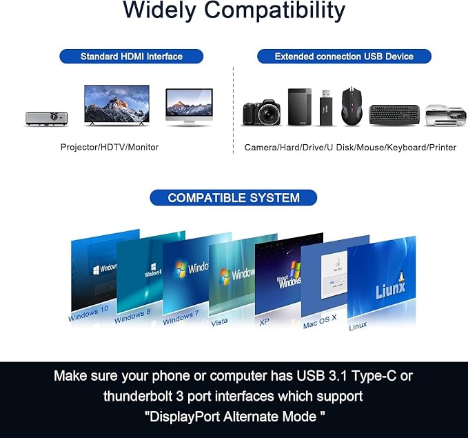 USB C Hub, QGeeM USB 4k to HDMI Adapter, 7 in 1 USB-C Dongle with 100W PD,USB 3.0, Card Reader, Compatible for MacBook iPhone 15/17 Ipad Pro max,Chromebook Laptop USB Type C Dock-Black