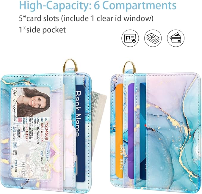 Slim Minimalist Pocket Credit Card Holder Wallet RFID Blocking Lightweight Thin Small Cute Card Cases,Gradient Marble
