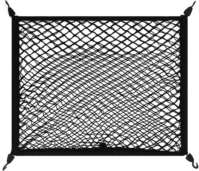 Car Trunk Cargo Net, 31.5" x 23.62" Highly Elastic Trunk Net Organizer with Hooks, Adjustable Mesh Cargo Storage Nets, Universal for SUVs, Cars and Trucks (Black)