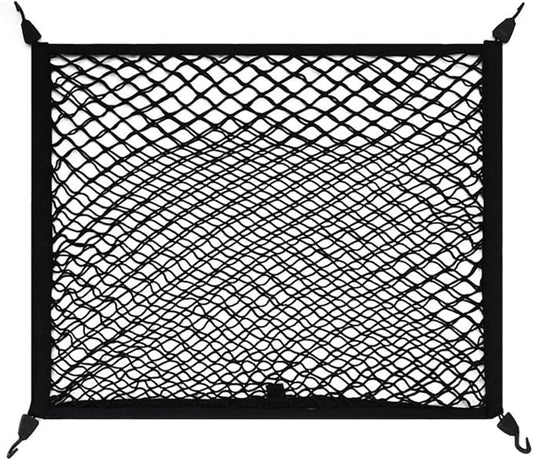 Car Trunk Cargo Net, 31.5" x 23.62" Highly Elastic Trunk Net Organizer with Hooks, Adjustable Mesh Cargo Storage Nets, Universal for SUVs, Cars and Trucks (Black)