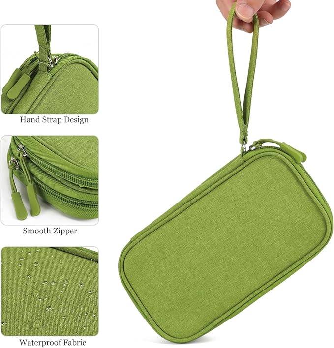 CAAORDKSO Electronic Organizer Travel Cable Accessories Bag, Case for Cable, Cord, Charger, Phone, Power Bank, Earphone (Grass Green, Medium)