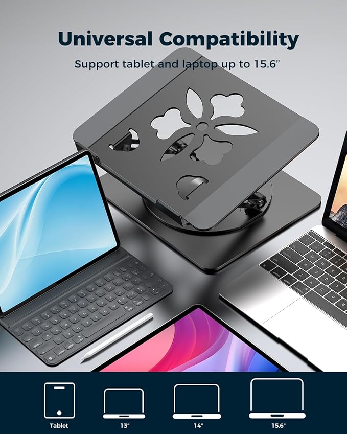 360° Rotating Laptop Stand for Desk | Adjustable, Foldable, Portable Aluminum Ergonomic Riser | Compatible with MacBook, Dell, HP & All Laptops 10-16 inch | Purple