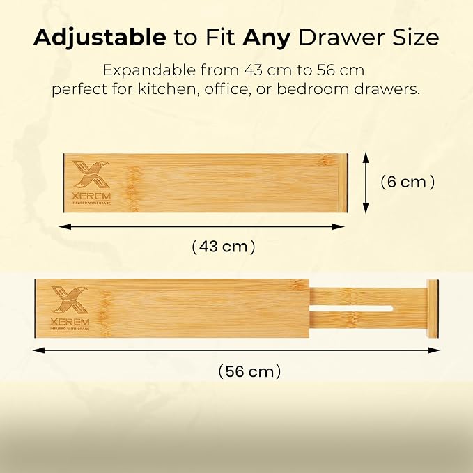 6 Pack Deep Drawer Dividers - 17-22 Inch Deep Expandable Drawer Organizer Set - Spring Loaded Large Drawer Dividers for Kitchen, Bedroom, Closet, Office anywhere in daily life