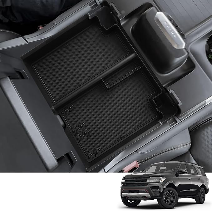 2025 2026 Ford Expedition Center Console Tray Armrest Tray Organizer for Expedition Accessories (Active/Platinum/Tremor/King Ranch) Middle Console Storage Center Console Insert Tray Arm Rest Organizer