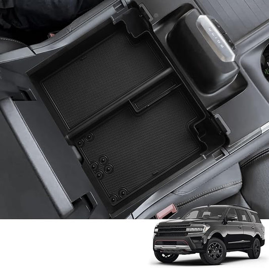 2025 2026 Ford Expedition Center Console Tray Armrest Tray Organizer for Expedition Accessories (Active/Platinum/Tremor/King Ranch) Middle Console Storage Center Console Insert Tray Arm Rest Organizer