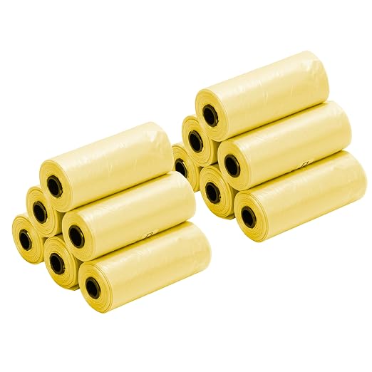 Ginsco 0.8 Gallons Disposable Trash Bags for Mini Car Trash Can, Portable Small Car Garbage Bags, Cars Accessories, Mini Trash Bags, Plastic Trash Bag for Cars/Home/Office (12 Rolls/180 Counts) Yellow