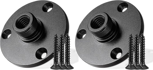 Mic Podium Flange Mounts with Pad KB48 - Microphone Gooseneck Table Mounts with 5/8-27 Male 3/8-16 Female Threads and Mounting Screws, 2PCS