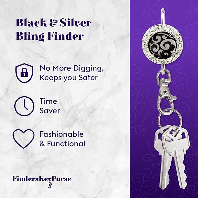 Women’s Bag Charm Key Finder, Car Keychain Hook, Cute Purse Organizer & Tote Bag Accessories, Gifts for Mom - Bling