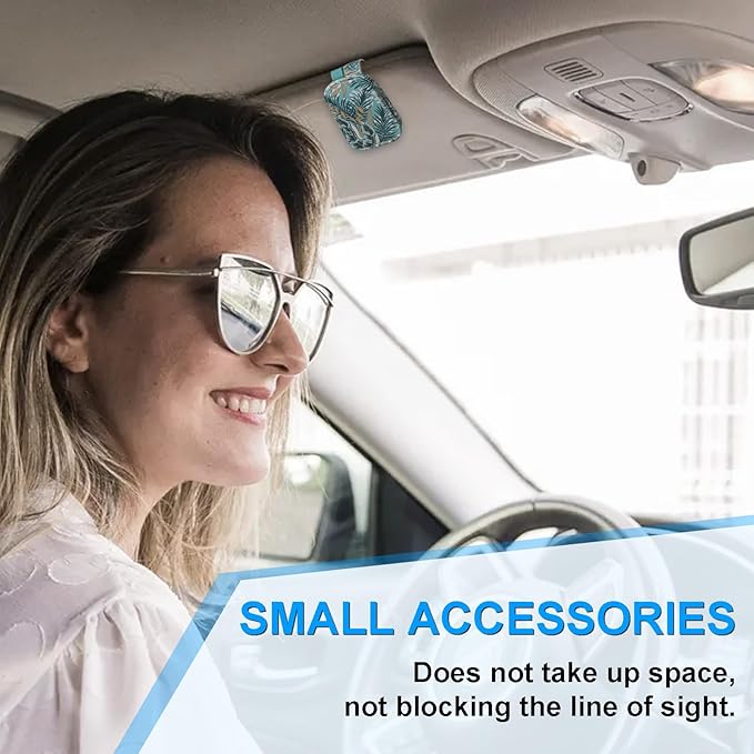 LTOHOE 1 Pack Sunglass Holder for Car, Magnetic Leather Sunglasses Holder and Ticket Card Clip, Universal for Different Size Glasses, Car Visor Accessories(Colorful Painting)