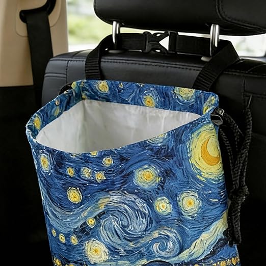 Abstract Starry Sky Sea Car Trash Bag - Waterproof Car Trash Bag Hanging Leakproof Car Garbage Bag - Washable Reusable Trash Bag For Car Interior Hanging Organizer Storage Vehicle Travelling Camping