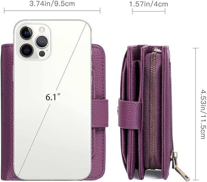 GAEKEAO Small Leather Credit Card Holder Wallets for Women RFID Blocking Bifold Wallet Zipper Pocket with Removable ID Window