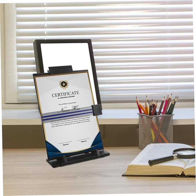 Veemoon Adjustable Document Stand Holder for Reading and Typing Space Saving Desktop Paper Organizer for Books Magazines and Documents Lightweight with Angle for Comfort