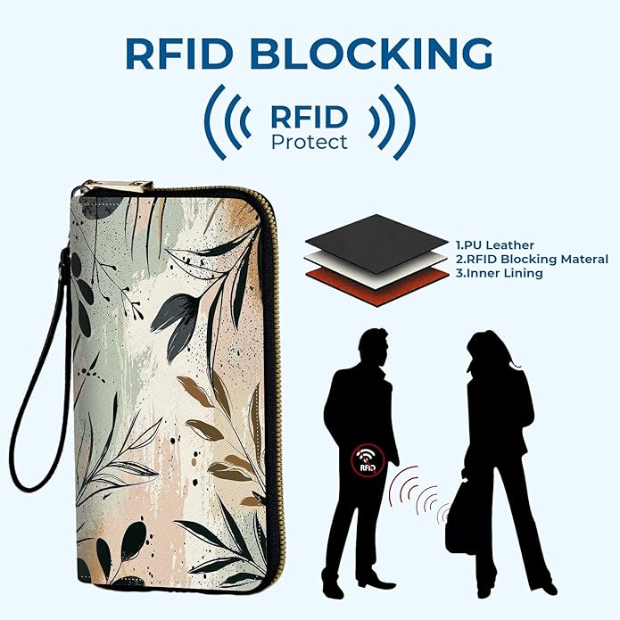Wristlet Wallet for Women, RFID Blocking Phone Wallet, Large Capacity Zip Around Clutch, Fits iPhone 15 Pro Max, Travel Organizer Purse