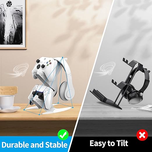 DOYO Controller Holder Stand, Universal Metal Material Game Controller Headset Stand Controller Accessories for Gamepad of PS5 / Xbox / PS4 / Switch （White