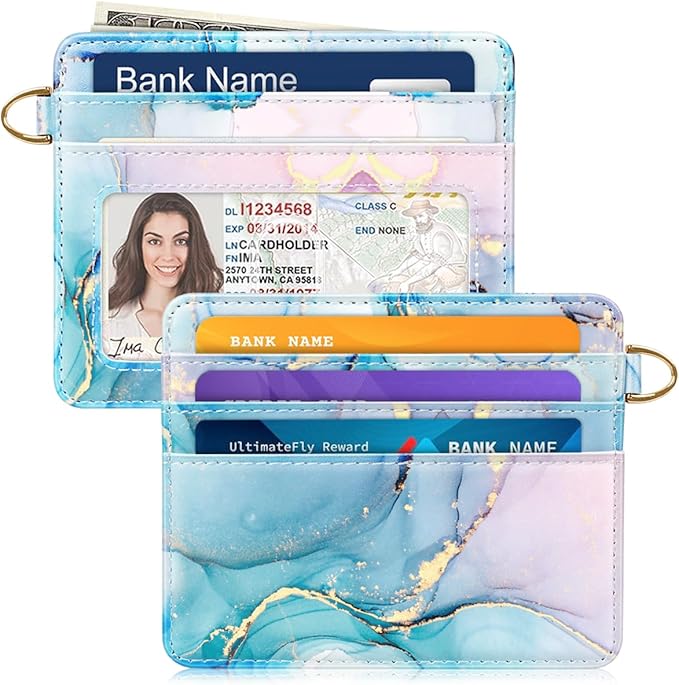 Slim Minimalist Pocket Credit Card Holder Wallet RFID Blocking Lightweight Thin Small Cute Card Cases,Gradient Marble