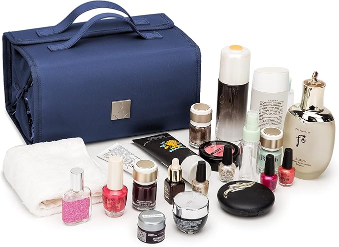 ROYALFAIR Roll Up Makeup Bag, Travel Toiletry Bag for Women with 4 Clear TSA Approved Pouches, Hanging Travel Organizer, Folding Cosmetic Bag for Men and Women