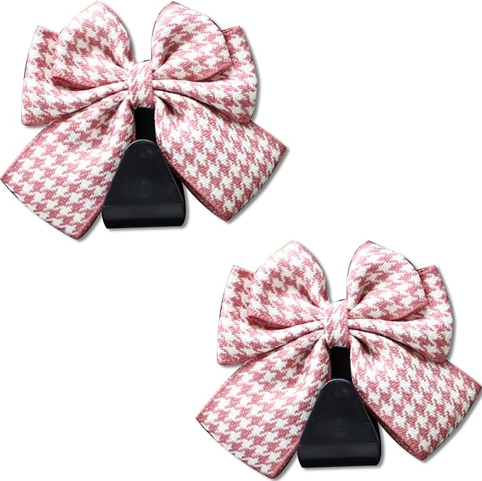 2PCS Car Seat Headrest Hooks, Cute Bow Vehicle Rear Seat Bracket Hook for Purses and Bags, Automotive Purse Hook Hanger, Universal for SUV, Sedan, Truck (Pink)