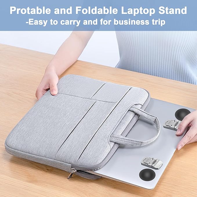 Mini Portable Laptop Stand for Desk Computer keyboard Stand - Zinc Alloy Keyboard Riser with 2 Adjustable Angles Foldable Invisible Laptop Riser for MacBook, Dell, HP, Lenovo and More, Sliver